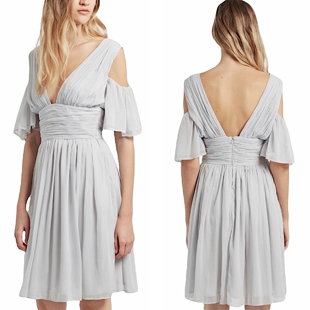 NWT FRENCH CONNECTION Constance gray cold shoulder dress size 0 new with tags